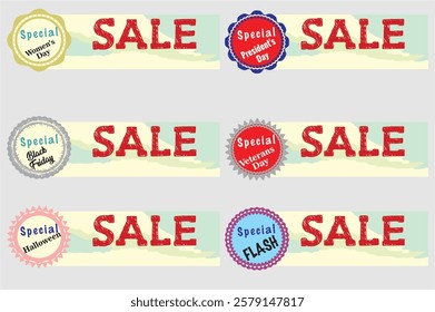 Sale banner for web or social media. Summer, women's day, end of season, Halloween, autumn and black Friday sale promotion copy space for the brand name. Business marketing posters and banners. EPS 10