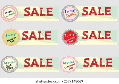 Sale banner for web or social media. Summer, women's day, end of season, Halloween, autumn and black Friday sale promotion copy space for the brand name. Business marketing posters and banners. EPS 10