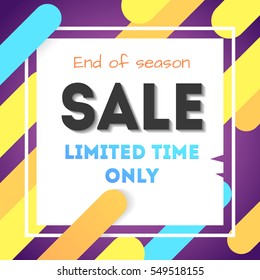Sale banner with white frame. Vector illustration.Colorfull banner.