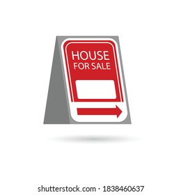 Sale Banner, For sale wooden placard. Real estate sign. Buy or rent house. Vector illustration in flat style