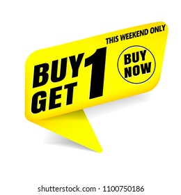 sale banner yellow, buy get free 