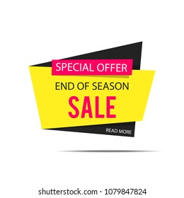 Sale banner. Yellow discount poster on a light background, Sale tag, label, badge. Special offer, End of season sale. Vector illustration, eps10