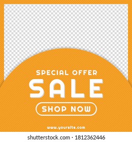 Sale banner yellow frame pattern style with space. vector illustration.