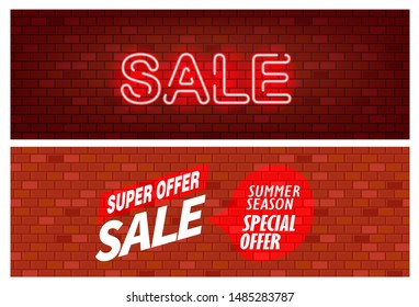 Sale banners. Bick wall with SALE inscription vector set