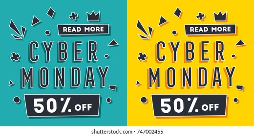 Sale banners. Bright and retro style. Cartoon vector illustration.