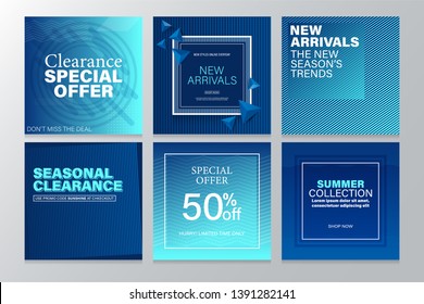Sale Banners Design for Social Media and Mobile apps with Modern Geometric Background.