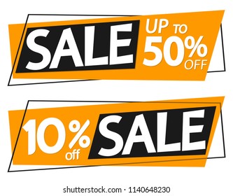 Sale banners design template, discount tags, 10% off up to 50% off, special offer, vector illustration