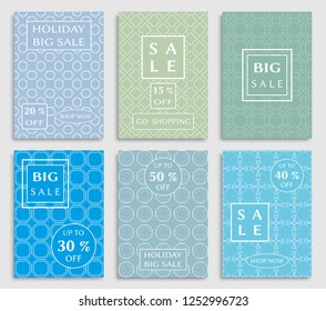 Sale banners, flyers with abstract geometric texture. Modern and vintage social media placard set for mobile website, posters, email and newsletter designs, ads, online shopping, promotional material
