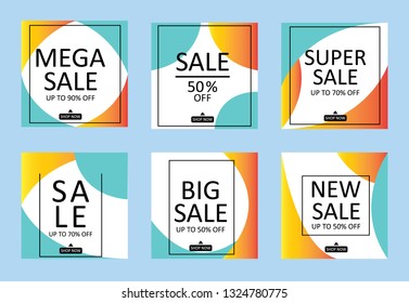 Sale banners, flyers with abstract geometric texture. Modern and vintage social media placard set for mobile website, posters, email and newsletter designs, ads, online shopping, promotional material