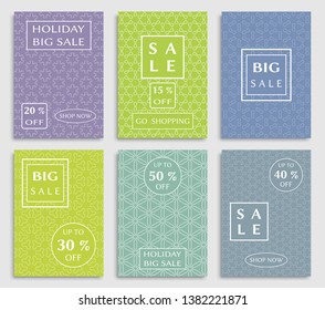 Sale banners, flyers with abstract geometric texture. Modern and vintage social media placard set for mobile website, posters, email and newsletter designs, ads, online shopping, promotional material