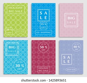 Sale banners, flyers with abstract geometric texture. Modern and vintage social media placard set for mobile website, posters, email and newsletter designs, ads, online shopping, promotional material