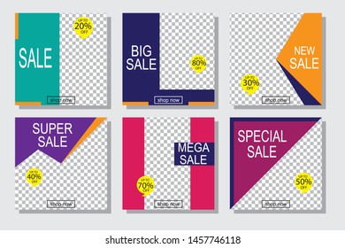 Sale banners, flyers with abstract geometric texture. Modern and vintage social media placard set for mobile website, posters, email and newsletter designs, ads, online shopping, promotional material
