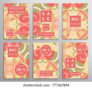 Sale banners, flyers with abstract geometric texture. Modern and vintage social media placard set for mobile website, posters, email and newsletter designs, ads, online shopping, promotional material