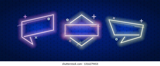 Sale banners frame in neon style with modern graphic elements . Vector  illustration design. 