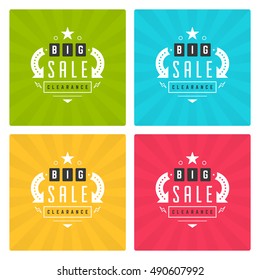 Sale Banners or Labels Vector Design Set. Collection for Promotional Brochure or booklet, Discount Poster, Shopping flyer, Clearance advertising.