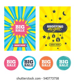 Sale banners, online shopping. Big sale sign icon. Special offer symbol. Shopping night. Vector