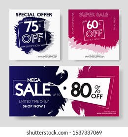 Sale banners with paint splashes background