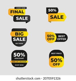 Sale banners and price tag labels, selling card and discount sticker. Best offer vector templates on a white background