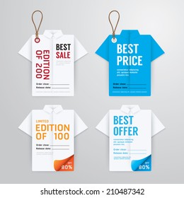 Sale Banners Price Tag Paper Card Template Shirt Origami Collection.vector