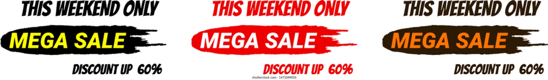 Sale banners set. Brush background. Vector.
