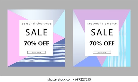 Sale banners.  Set of Creative Universal Card. Vector. Abstract Geometric Background for advertising, web, blog, seasonal clearance, wedding, anniversary, greeting card, birthday, invitation.
