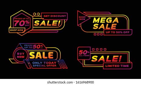 Sale Banners Set neon color