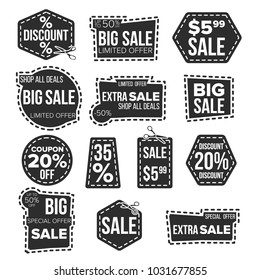 Sale Banners Set Vector. Craft Blade. Cutout Template. Discount Badge. Advertising Element. Flat Isolated Illustration
