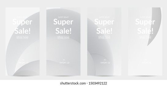 Sale banners for social media stories, web page and other promotion for mobile phone. Bright colored gradient sale advertisement template with fluid liquid shape.