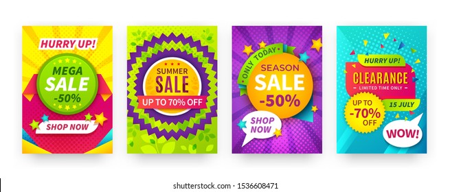 Sale Banners. Special Offer And Discount Posters, Fashion Vouchers And Online Shopping Coupons. Vector Store Brochure Promotions Offers Design Template For Elegant Promo Banner