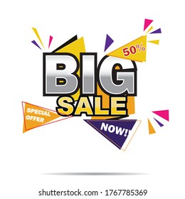 Sale banners. Special offer templates. Discount labels. Up to 50 percent off vector badges. Half price colorful stickers. Shopping backgrounds. Sale discount banner template promotion