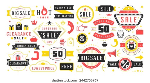 Sale banners special offers templates and discount stickers design elements set vector illustration.