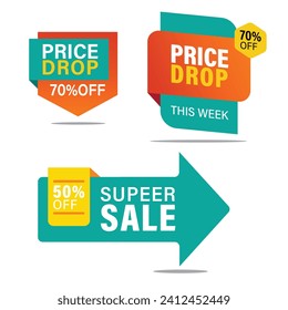 Sale banners. Super sale offer banner, low price tags and super sale badges. Best  offer sticker, Mega sale badge vector icons set 