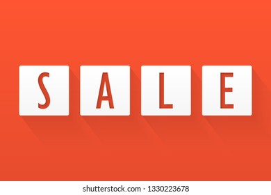 Sale Banners. Vivid Promotion Label. Square Shapes. Orange and White Colors. Vector Isolated