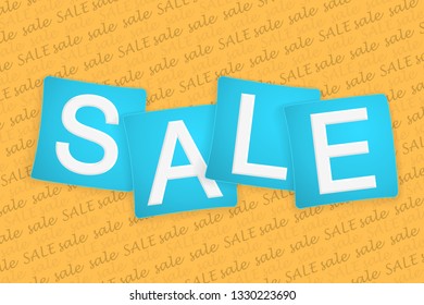 Sale Banners. Vivid Promotion Label. Square Shapes. Light Blue Orange and White Colors. Vector Isolated