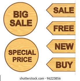 sale banners with wooden texture