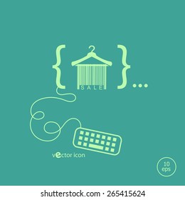 Sale barcode clothes hanger and flat design elements. Design concept icons for application development, web page coding and programming, web design, creative process, social media, seo.