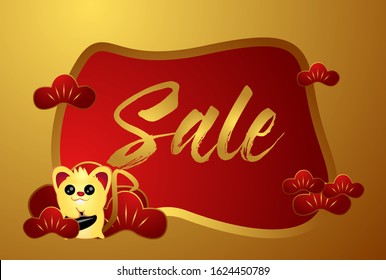 sale, beautiful greeting card background or template banner with chinese theme. vector design illustration