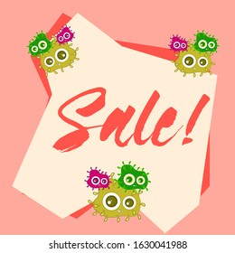 sale, beautiful greeting card background or template banner with bacteria and virus theme. vector design illustration