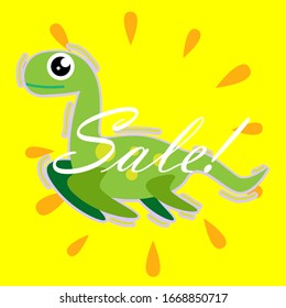 sale, beautiful greeting card background or template banner with dinosaur theme. vector design illustration