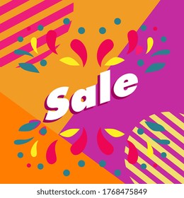 sale, beautiful greeting card background or banner with cute summer theme. vector