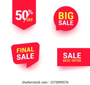 Sale, Best offer label set. Sale Discount Banner. Discount offer price tag collection. Special sale red message bubble. Vector Modern Illustration isolated on white Background