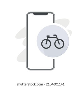 venta de bicicletas, compra bicicleta, ciclismo, alquiler por teléfono, smartphone, aplicación, distancia, vector