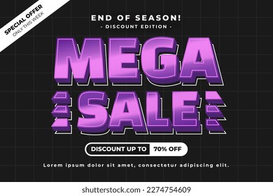 Sale big promo text effect, easy custom, modern style header or title promotion product or services, special offer discount sale, simple and clean background.