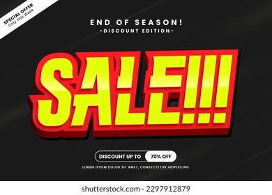 Sale big promo text effect, easy custom, modern style header or title promotion product or services, special offer discount sale, simple and clean background.