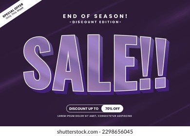 Sale big promo text effect, easy custom, modern style header or title promotion product or services, special offer discount sale, simple and clean background.
