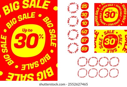 Sale. Big Sale. Super Sale. Sales. Soldes. Promotions visual. Discount SET.
