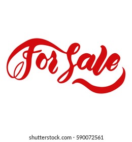 For sale birthday handwritten inscription. Elegant lettering. Isolated on white background.