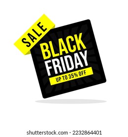 Sale Black Friday up to 35 percent off tags, badge, banner vector eps
