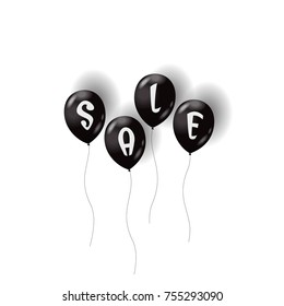 Sale Black Friday air balloons. Isolated vector illustration.