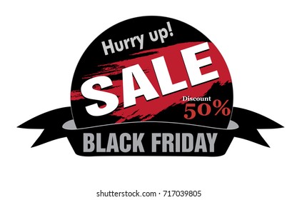 Sale Black Friday design with ribbon. Vector illustration.